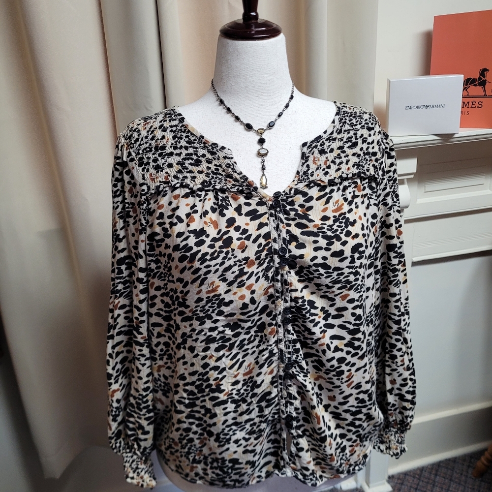 ❤️Beachlunch Lounge Collection Animal Print Blouse Xl